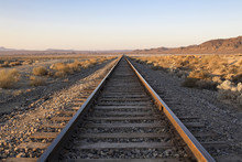 Railroad Tracks At Trona Pinnacles In The California Desert