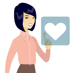 Poster - Business woman pressing web button with heart