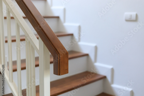 Wood Banister On Staircase Interior Buy This Stock Photo And