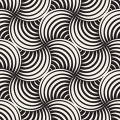 Wall Mural - Vector Seamless Rounded Lines Pattern. Abstract Geometric Background Design. Circular Geometric Tiling Lattice