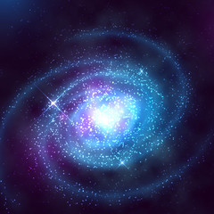 Wall Mural - spiral galaxy in outer space with starry blue sky vector illustration
