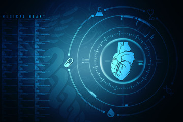 Poster - 2d illustration  Anatomy of Human Heart 