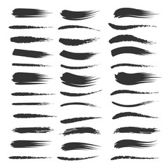 Wall Mural - black brushstroke set isolated on white background. vector artistic stroke brush or inked paintbrush