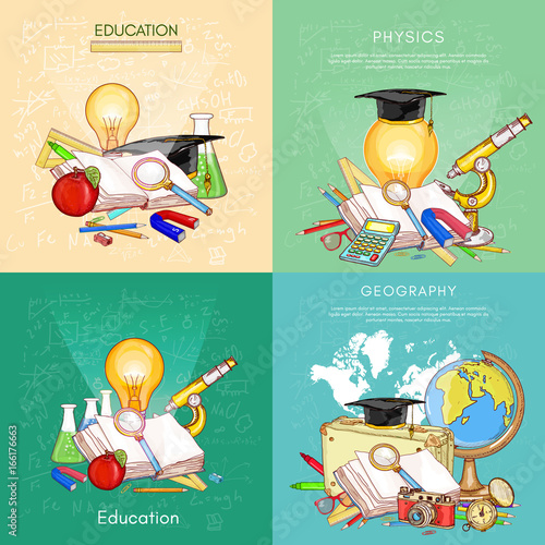 Back To School Set Biology Geography Physics Chemistry School