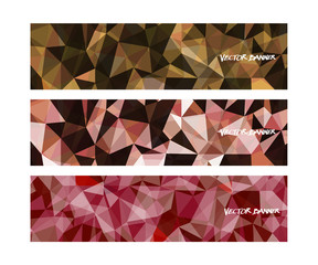 Wall Mural - A set design of abstract modern vector bright horizontal web banner colorful with shiny polygonal background illustration