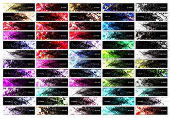Wall Mural - A set design of abstract modern vector bright horizontal web banner colorful with shiny polygonal background illustration