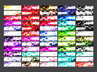 Wall Mural - A set design of abstract modern vector bright horizontal web banner colorful with shiny polygonal background illustration