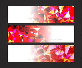 Wall Mural - A set design of abstract modern vector bright horizontal web banner colorful with shiny polygonal background illustration