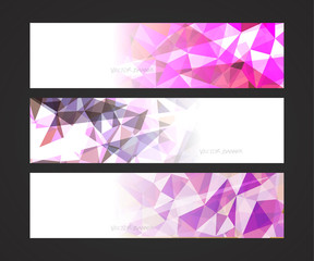 Wall Mural - A set design of abstract modern vector bright horizontal web banner colorful with shiny polygonal background illustration