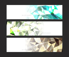 Wall Mural - A set design of abstract modern vector bright horizontal web banner colorful with shiny polygonal background illustration