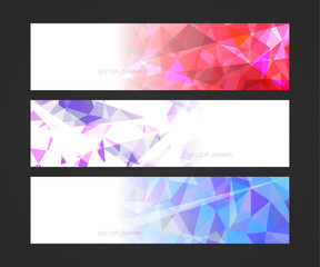 Wall Mural - A set design of abstract modern vector bright horizontal web banner colorful with shiny polygonal background illustration