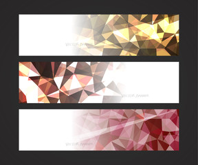 Wall Mural - A set design of abstract modern vector bright horizontal web banner colorful with shiny polygonal background illustration