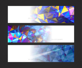 Wall Mural - A set design of abstract modern vector bright horizontal web banner colorful with shiny polygonal background illustration