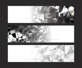 Wall Mural - A set design of abstract modern vector bright horizontal web banner colorful with shiny polygonal background illustration