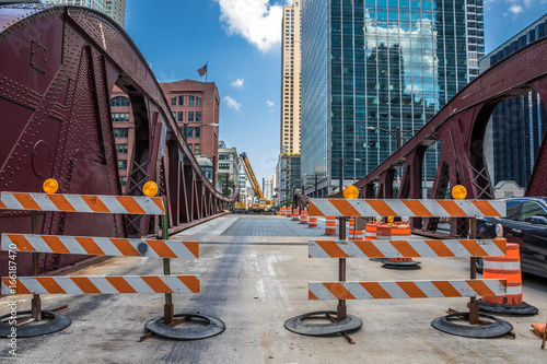 Zdjęcie XXL Roboty budowlane związane z barierami drogowymi, Chicago, USA