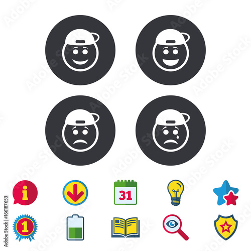 Rapper Smile Face Icons Happy Sad Cry Signs Happy Smiley Chat