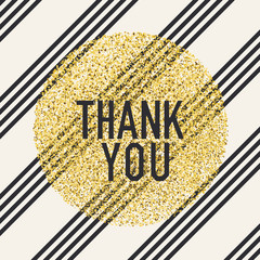 Aufkleber - Thank you. Invitation card design template. Diagonal lines pattern and golden chaotic dots circle shaped. Vector invitation design background.