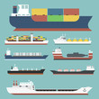 © Vectorwonderland - Cargo vessels and tankers shipping delivery bulk carrier train freight boat tankers isolated on background vector illustration