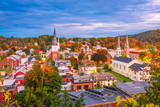 Fototapeta Miasto - Montpelier, Vermont, USA town skyline at dusk.