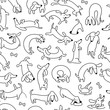 Charming Dachshund Dog Seamless Vector Pattern and Background: A Whimsical Canine-Inspired Design for Dog Lovers and Pet Enthusiasts