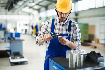 Wall Mural - Portrait of an handsome engineer in a factory