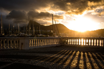 Fototapete - View of Sunset in Rio de Janeiro From Urca Neighborhood