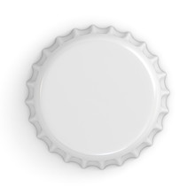 Blank White Bottle Cap Isolated On White Background With Shadow . 3D Rendering.
