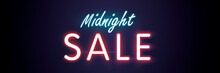 Midnight Sale Neon Style Heading Design For Banner Or Poster. Sale And Discounts Concept. Vector Illustration.