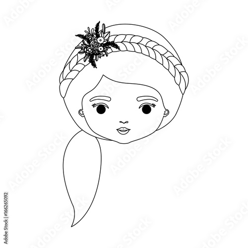 Monochrome Silhouette Of Caricature Front View Face Woman