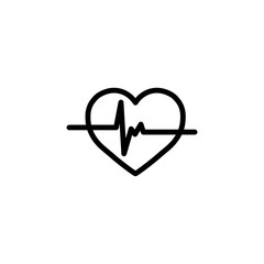 Wall Mural - heart beatrate line black icon