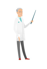 Wall Mural - Senior caucasian doctor holding pointer stick.