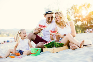 Eating watermelon