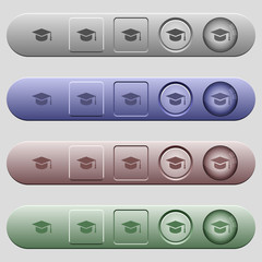 Wall Mural - Graduation cap icons on horizontal menu bars