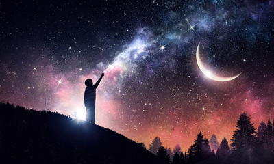 Wall Mural - stary clear night sky. mixed media