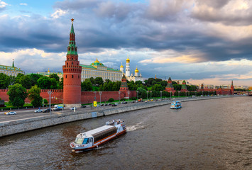 Wall Mural - Moscow Kremlin, Kremlin Embankment and Moscow River in Moscow, Russia. Architecture and landmark of Moscow