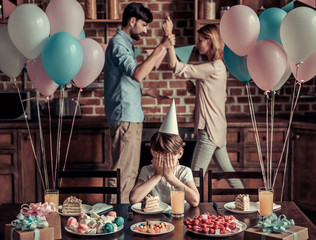 Wall Mural - Family quarrel during birthday