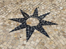 Portuguese Pavement (calcada Portuguesa) With Star Shape In Cascais, Portugal
