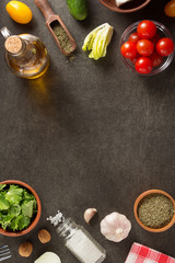 Canvas Print - spice and herb ingredients on table