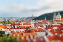 Panoramic View Of Prague. Miniature Tilt Shift Lens Effect