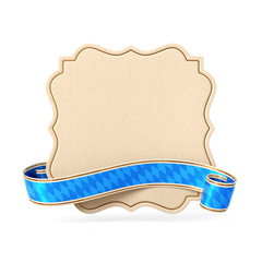 Wall Mural - curled bavarian ribbon banner with vintage rectangle silhouette card