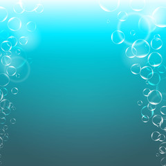 Wall Mural - abstract underwater background with transparent bubbles and empty space
