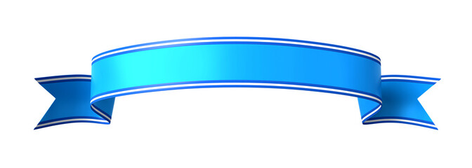 Wall Mural - curled blue ribbon banner with white border - arc up and wavy ends
