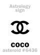 Astrology Alphabet: COCO, asteroid #6436. Hieroglyphics character sign (single symbol).