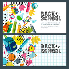 set of vector back to school sale banner, poster background. hand drawn sketch letters, multicolor p
