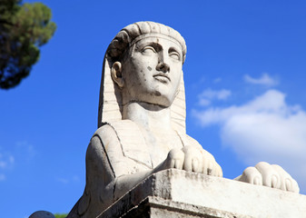 Wall Mural - Ancient statue of Sphinx on Piazza del Popolo, Rome, Italy