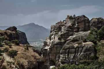 Wall Mural - The Orthodox medieval monastery on top rock Meteora.