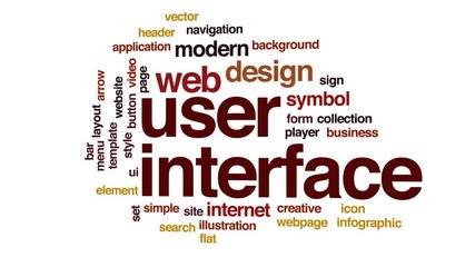 Wall Mural - user interface animated word cloud, text design animation.