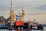 Fototapeta Miasto - Ships in repair yard 