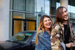 © shurkin_son - Love and happiness. Outdoor summer shot of happy young European couple having fun on date, walking, fooling around, laughing and spending nice time together, having cheerful and carefree looks