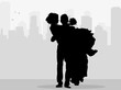 © zolotons - isolated silhouette of the bride and groom on the city background